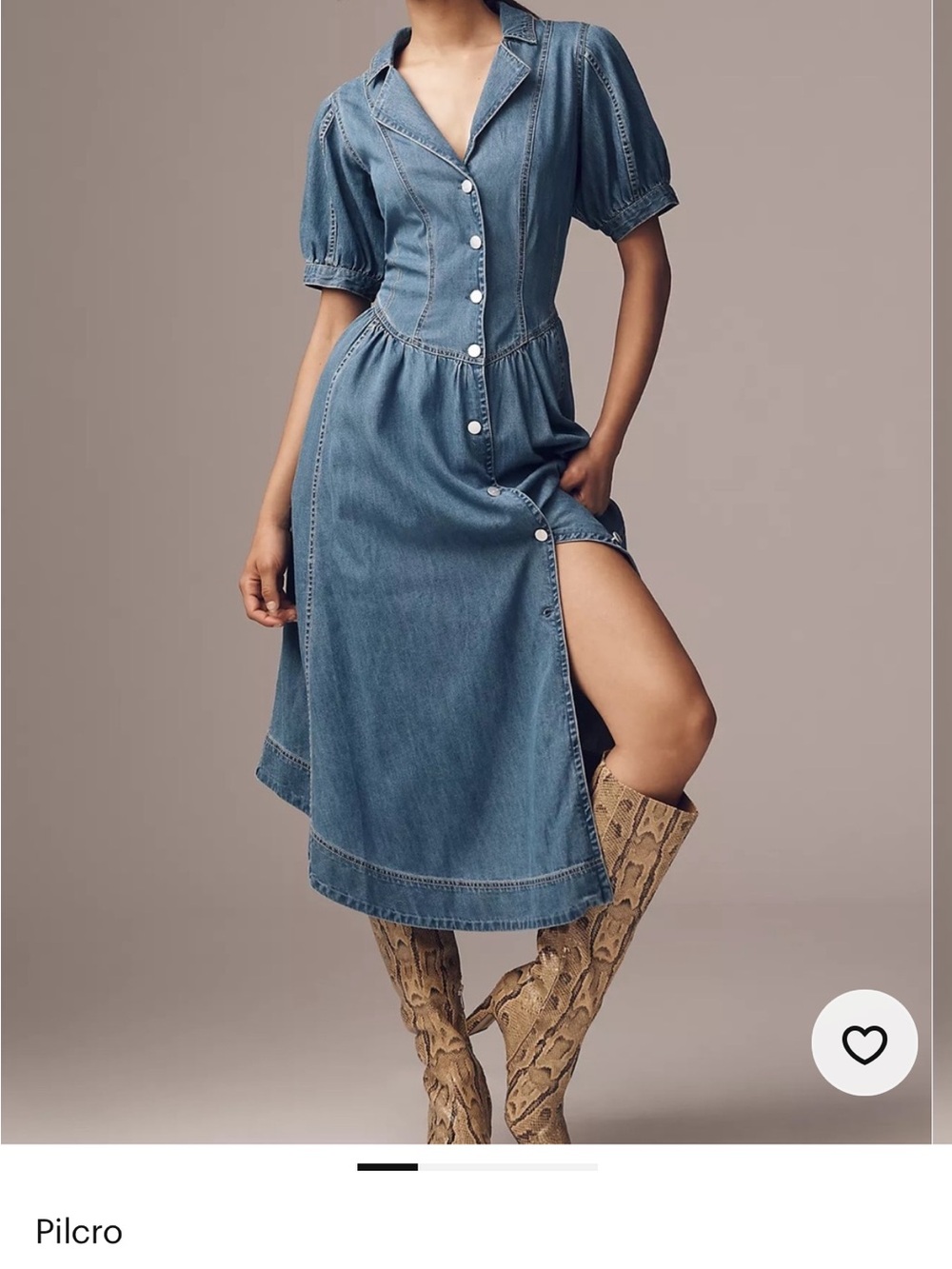 Pilcro Blue Denim Button-Front Midi Dress - Picture 2 of 8